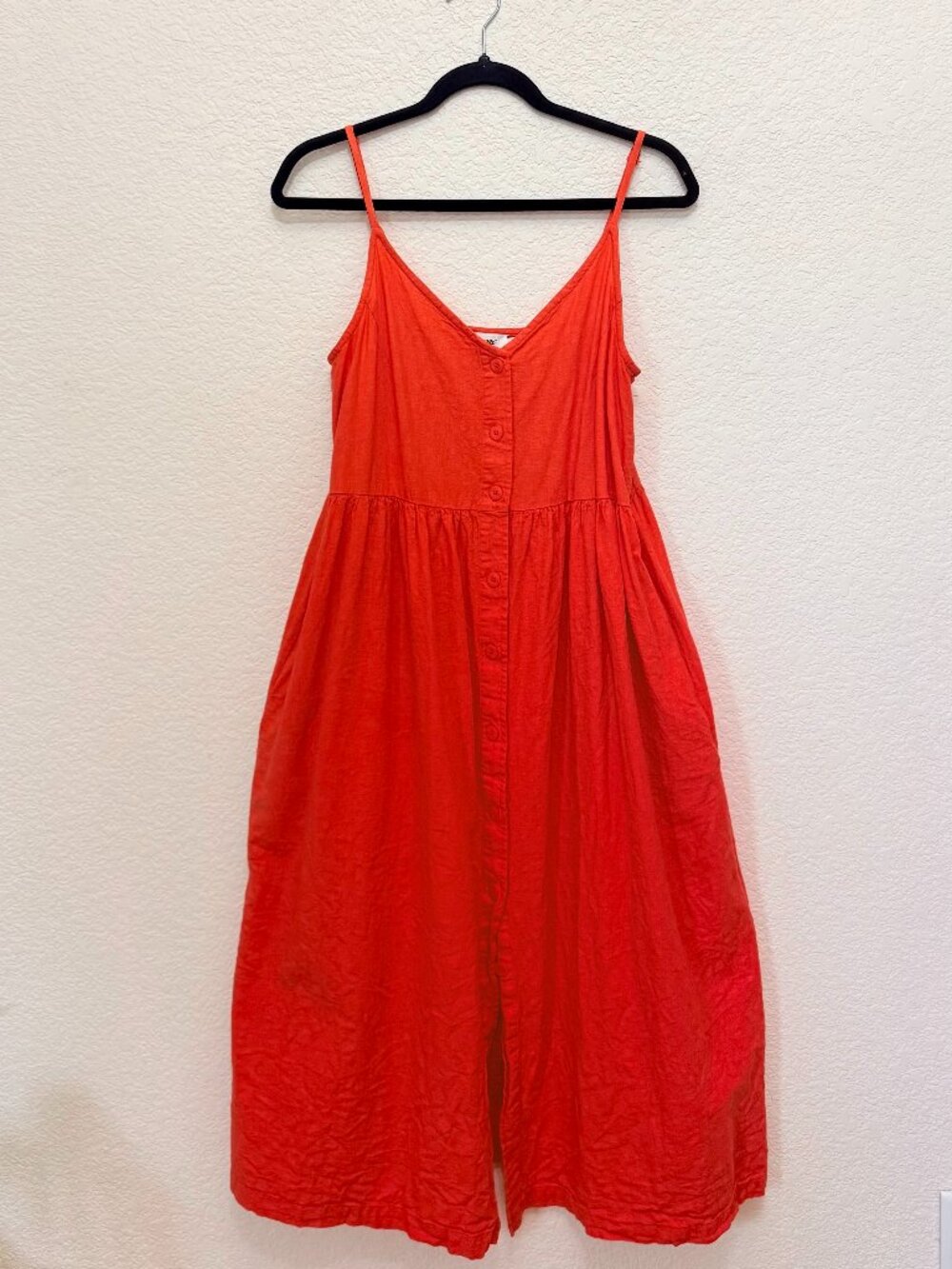 Red Brava fabrics Linen Dress with pockets